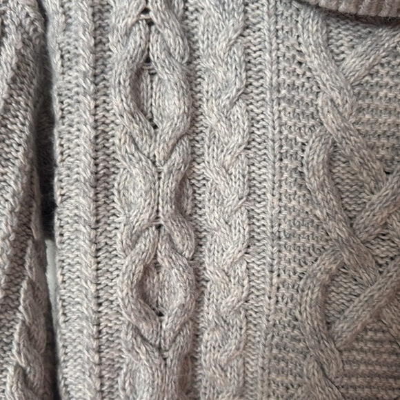 Loft Women's Small Gray Long Sleeve Cable Knit Turtleneck Pullover Sweater - Picture 2 of 9